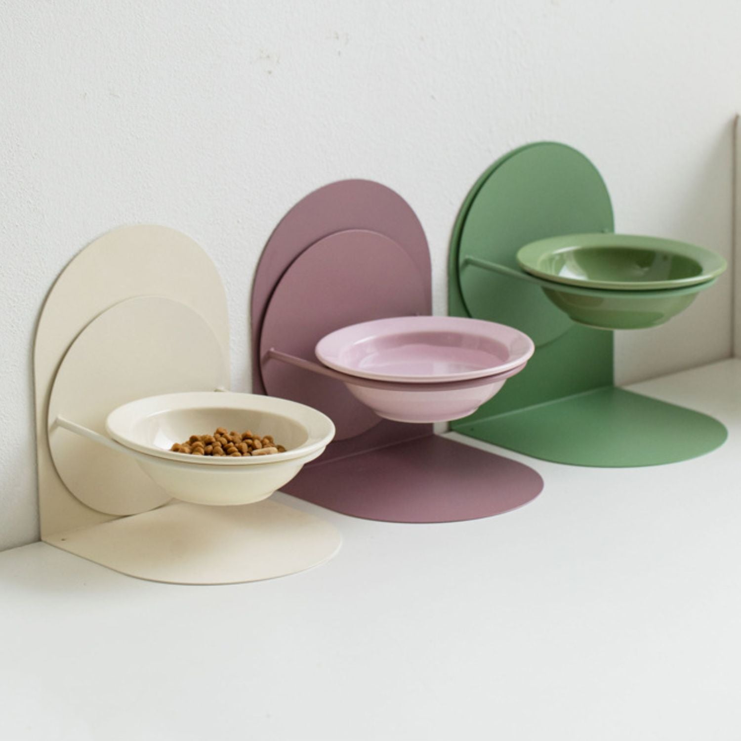 kattenkom keramiek verstelbaar trio voerbakken in modern design